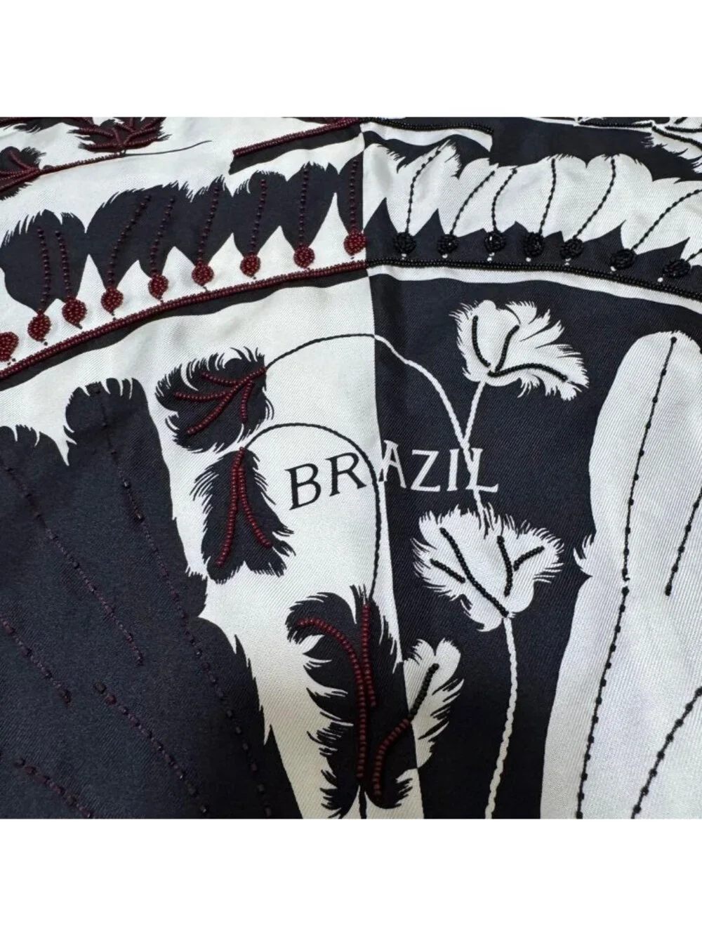Hermes Brazil & Brandebre Bead Shawl Scarf